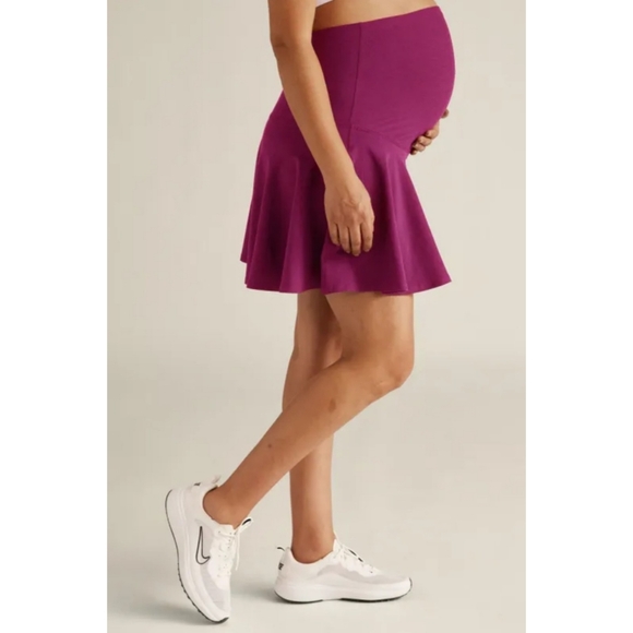 Beyond the Bump | Spacedye Maternity Hot Shot Circle Skirt Magenta Heather - Picture 2 of 8